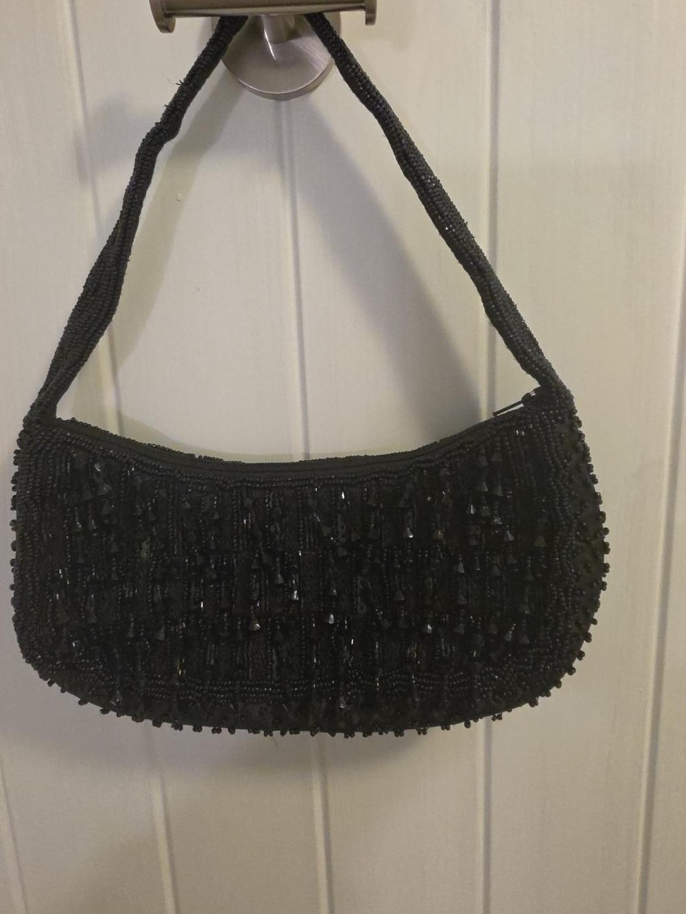 Valerie Stevens Black Beaded Shoulder Bag